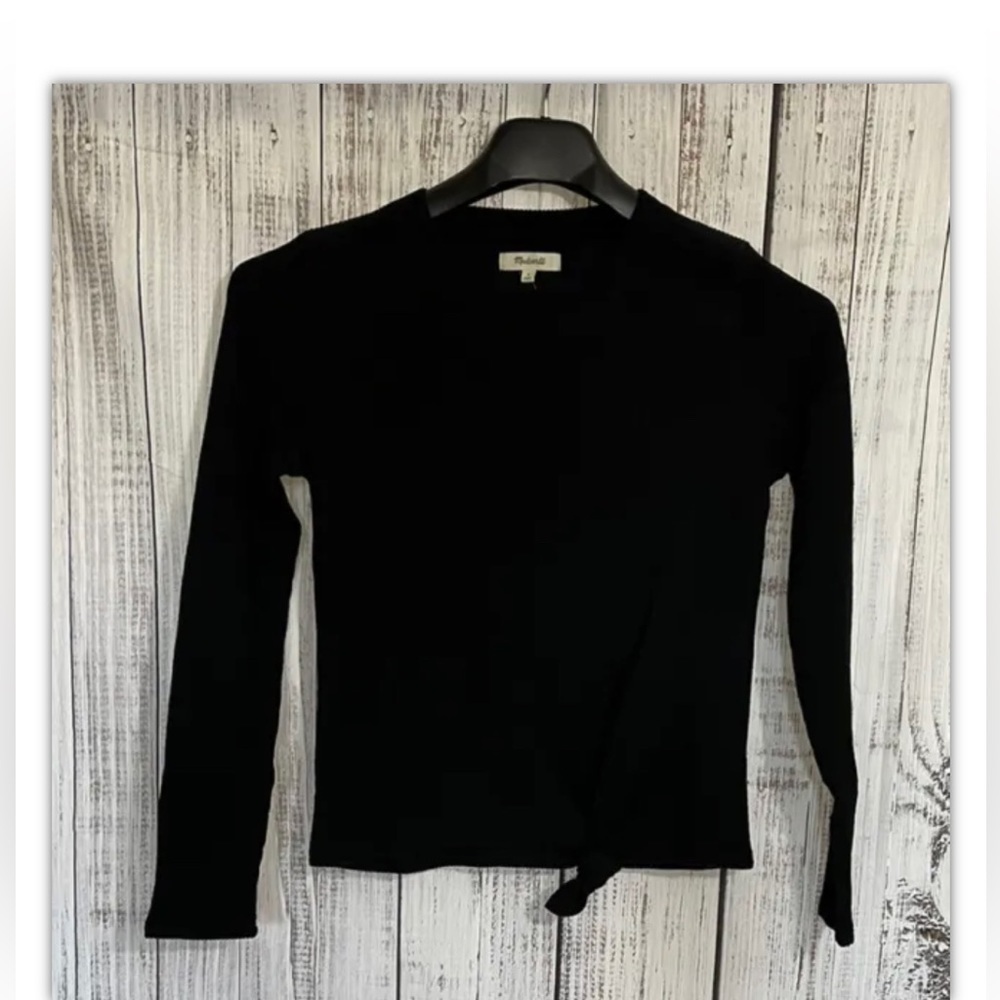 Nwt Madewell Longsleeve Ribbed Black Cotton Blend Top Small - Picture 4 of 11